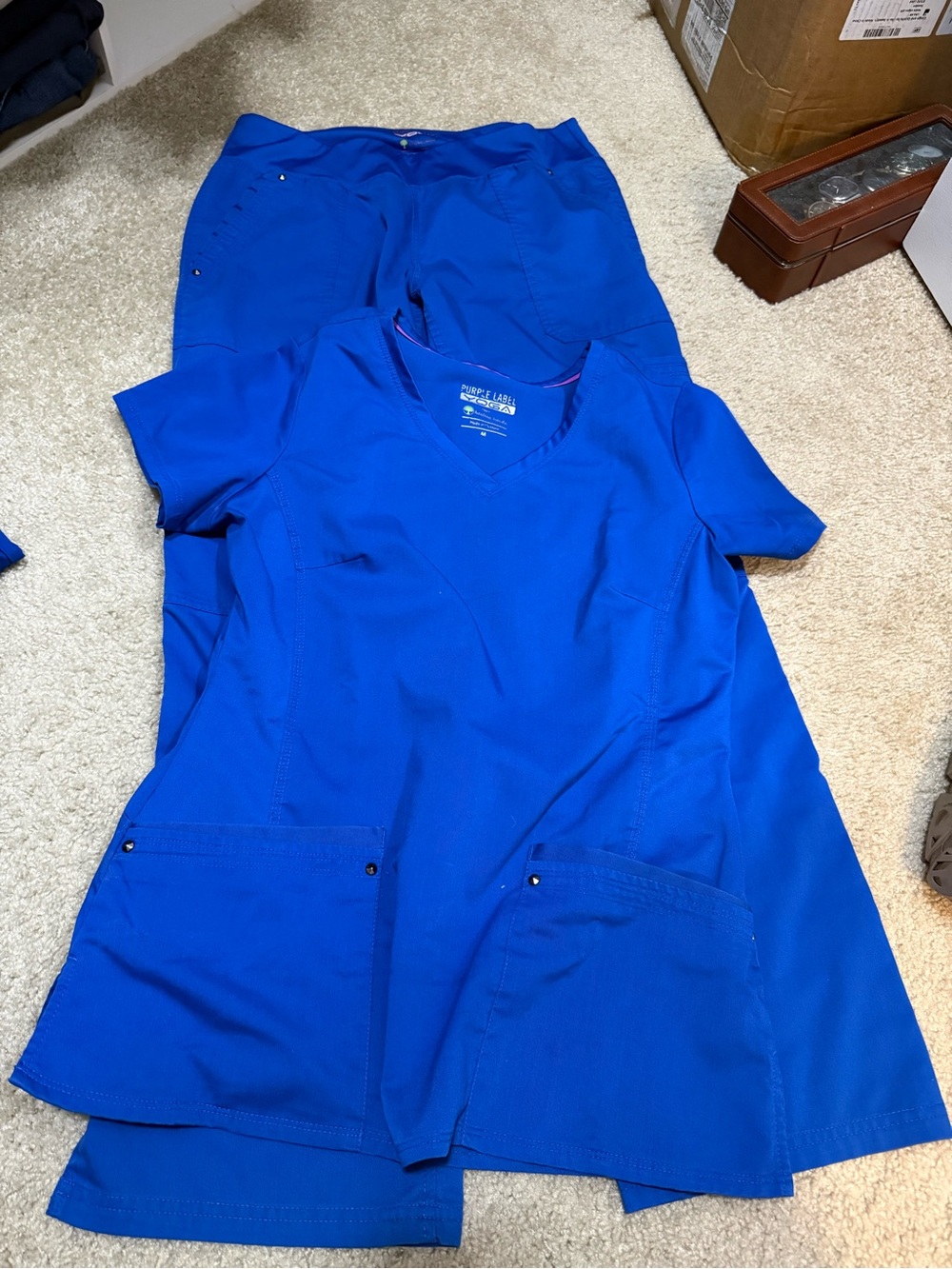 healing hands Royal Blue V-Neck Scrub Top and Pant Set